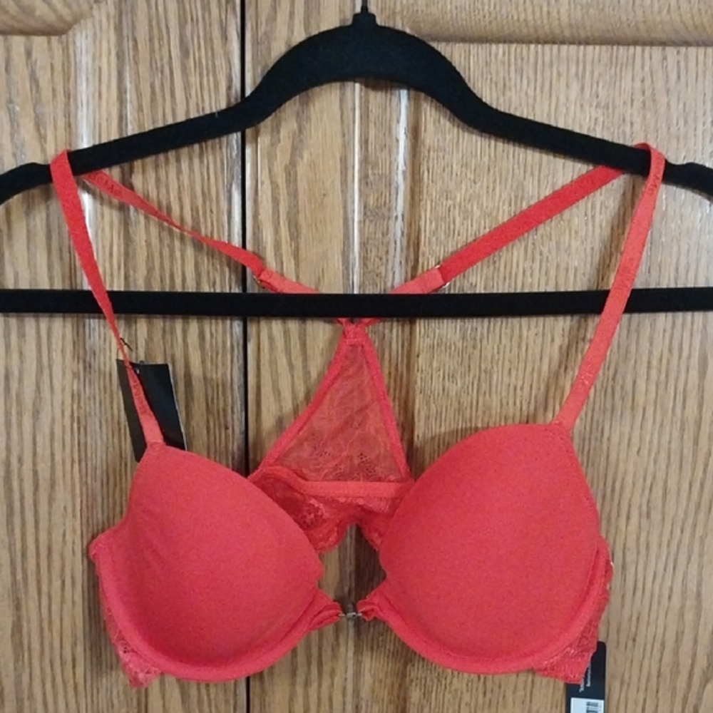 BeMe New York NWT 36A Rough & Tumble  Racerback Front Close Underwire Bra‎ Red